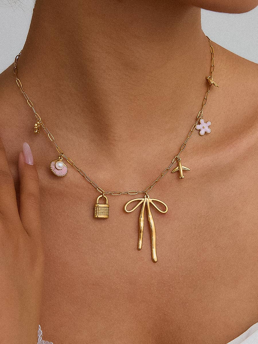 Tyla Non-Tarnish Bow Charm Necklace