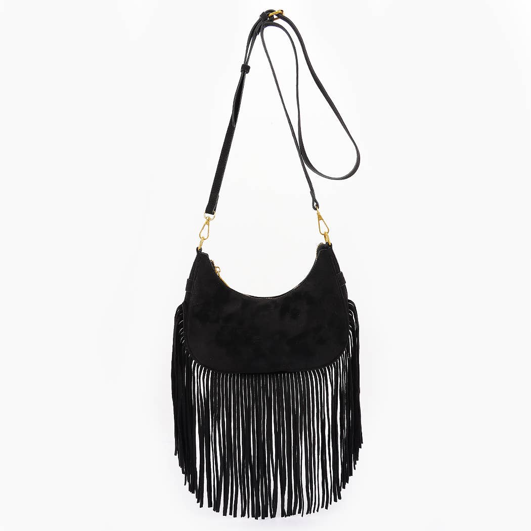 Fringe Suede Crossbody Bag