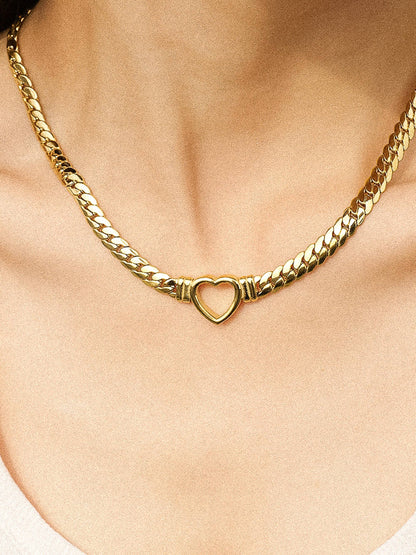 Non-Tarnish Heart Snake Chain Necklace