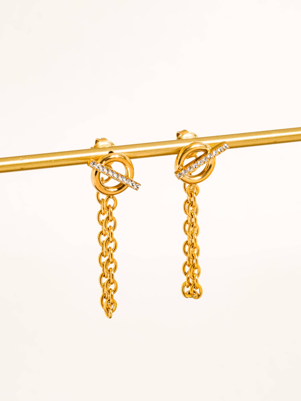 Non-Tarnish CZ Chain Drop Earrings