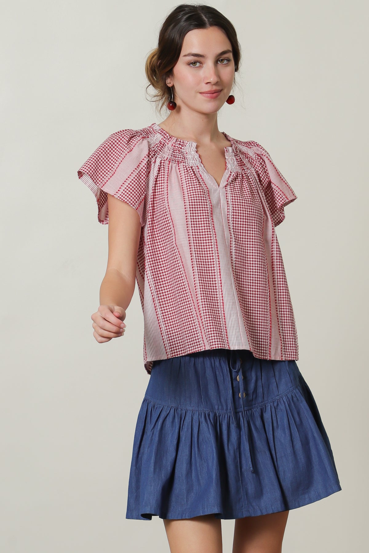 Gingham Short Sleeve Top