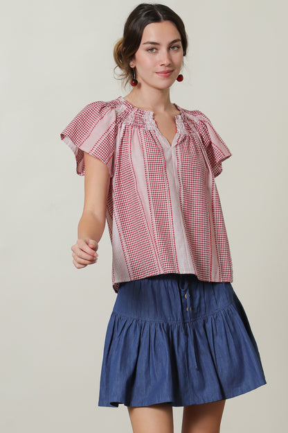 Gingham Short Sleeve Top
