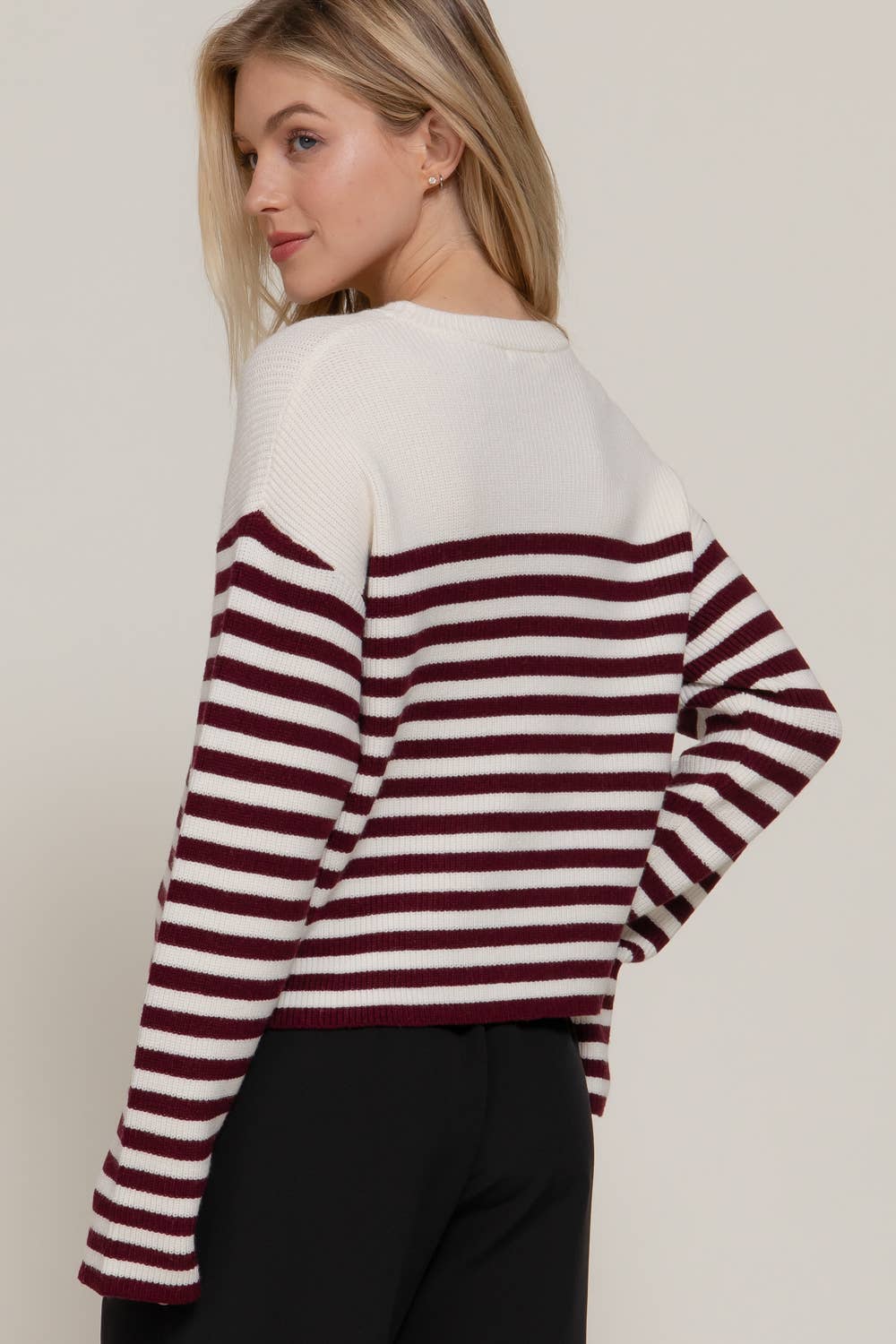 Pearl Bow Stripe Sweater