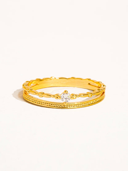 Belen 18K Gold CZ Thin layered Ring