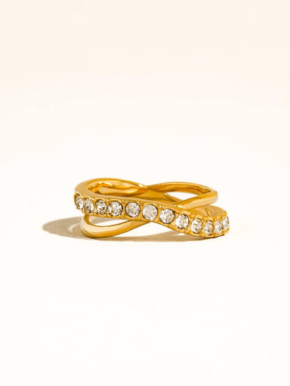 Rue 18K Gold Non-Tarnish CZ Crossover Ring