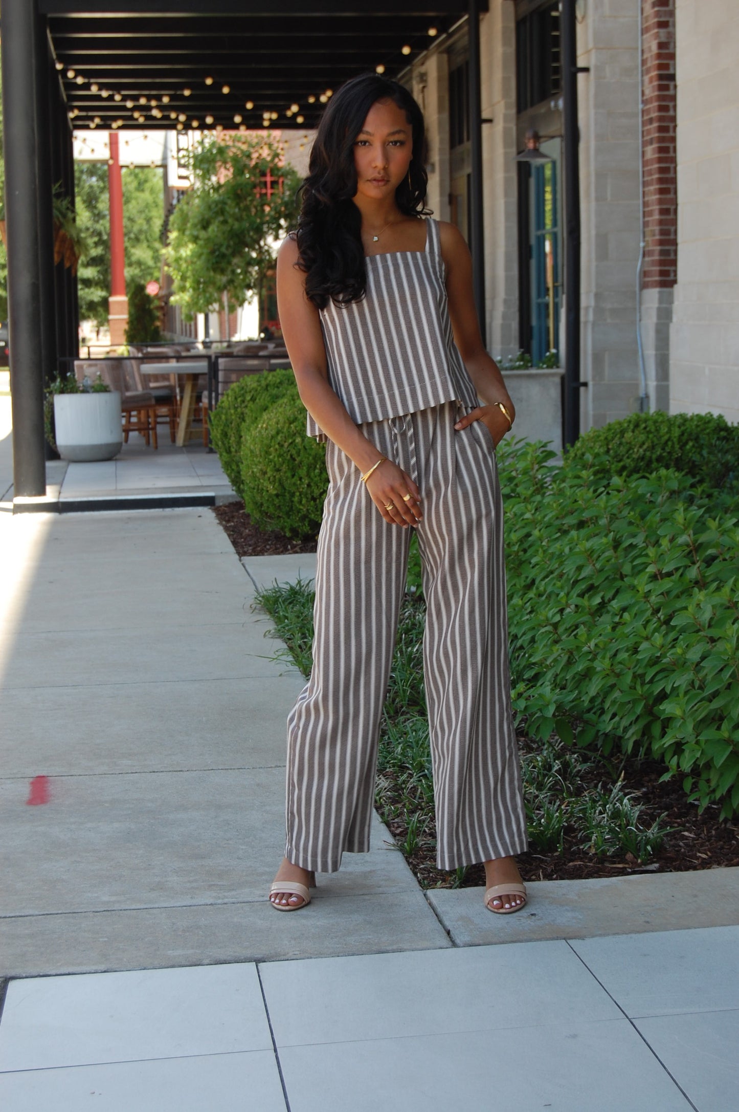 Stripe Linen Top Set