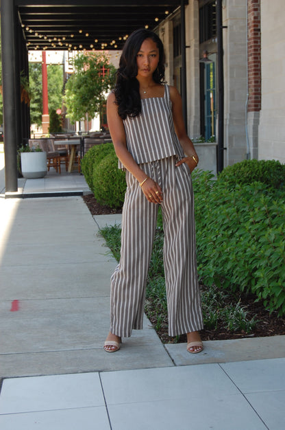 Stripe Linen Top Set