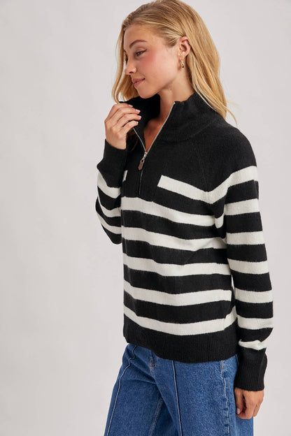 Stripe Half Zip Sweater