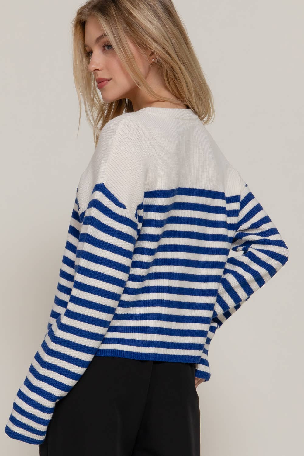 Pearl Bow Stripe Sweater
