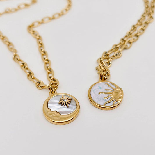 Sun Moon Pendant Necklace Waterproof