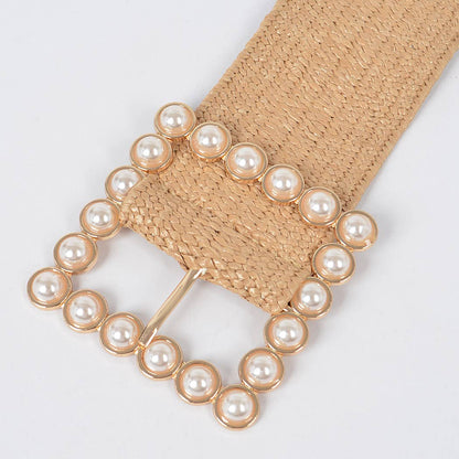 Pearl Buckle Elastic Belt