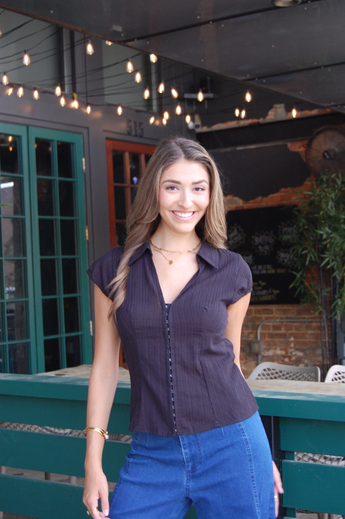 Collared Short Sleeve Top