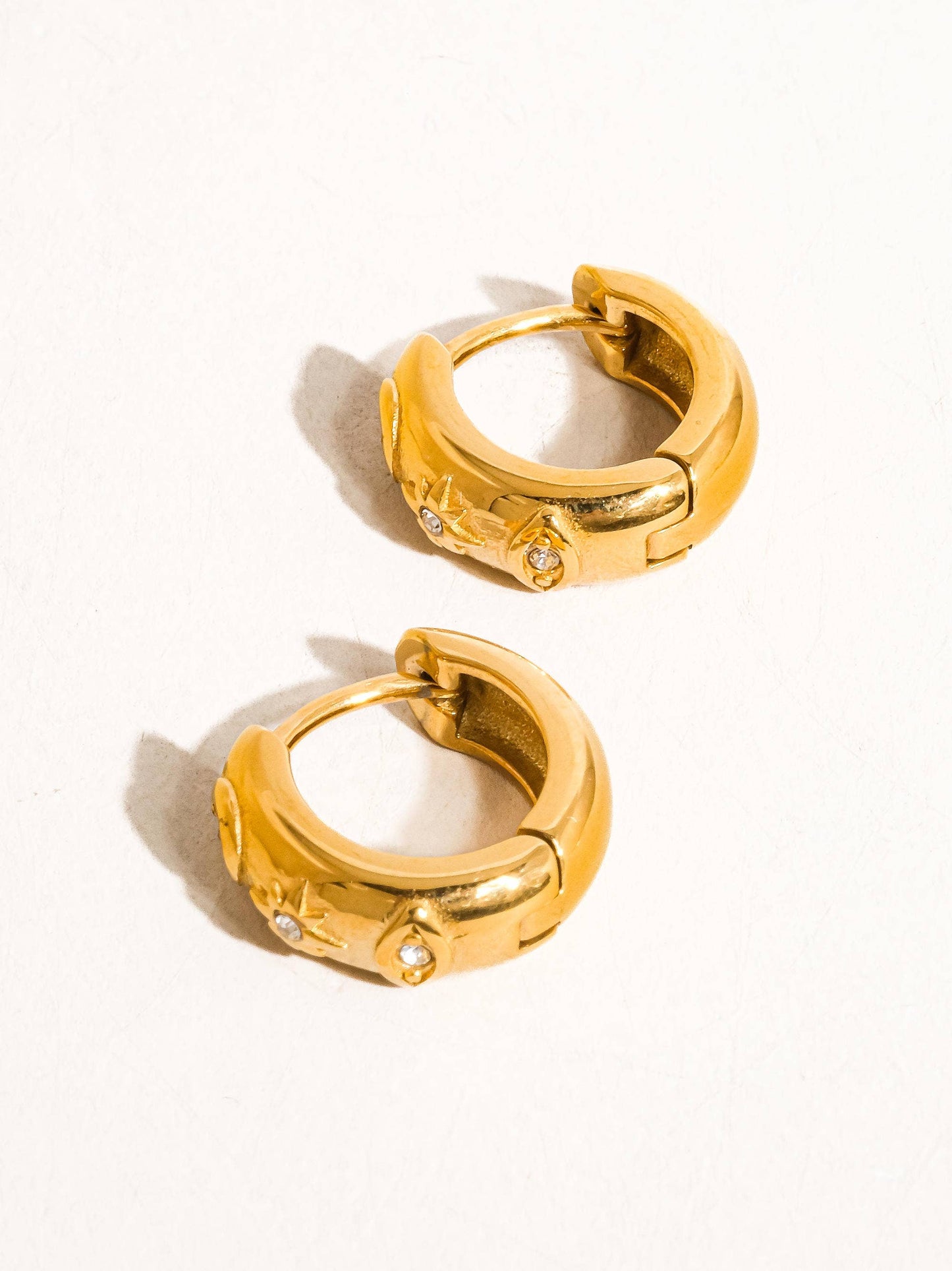 Non-Tarnish CZ Star Hoop Earring