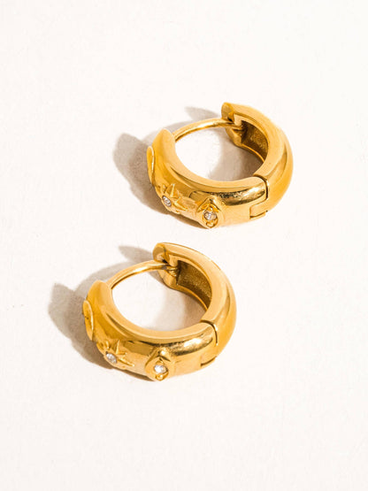 Non-Tarnish CZ Star Hoop Earring