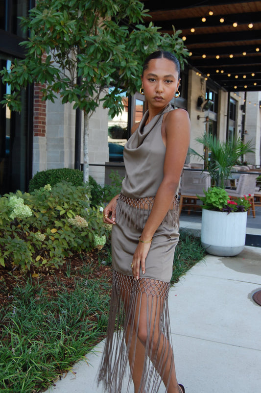 Satin Fringe Top Set