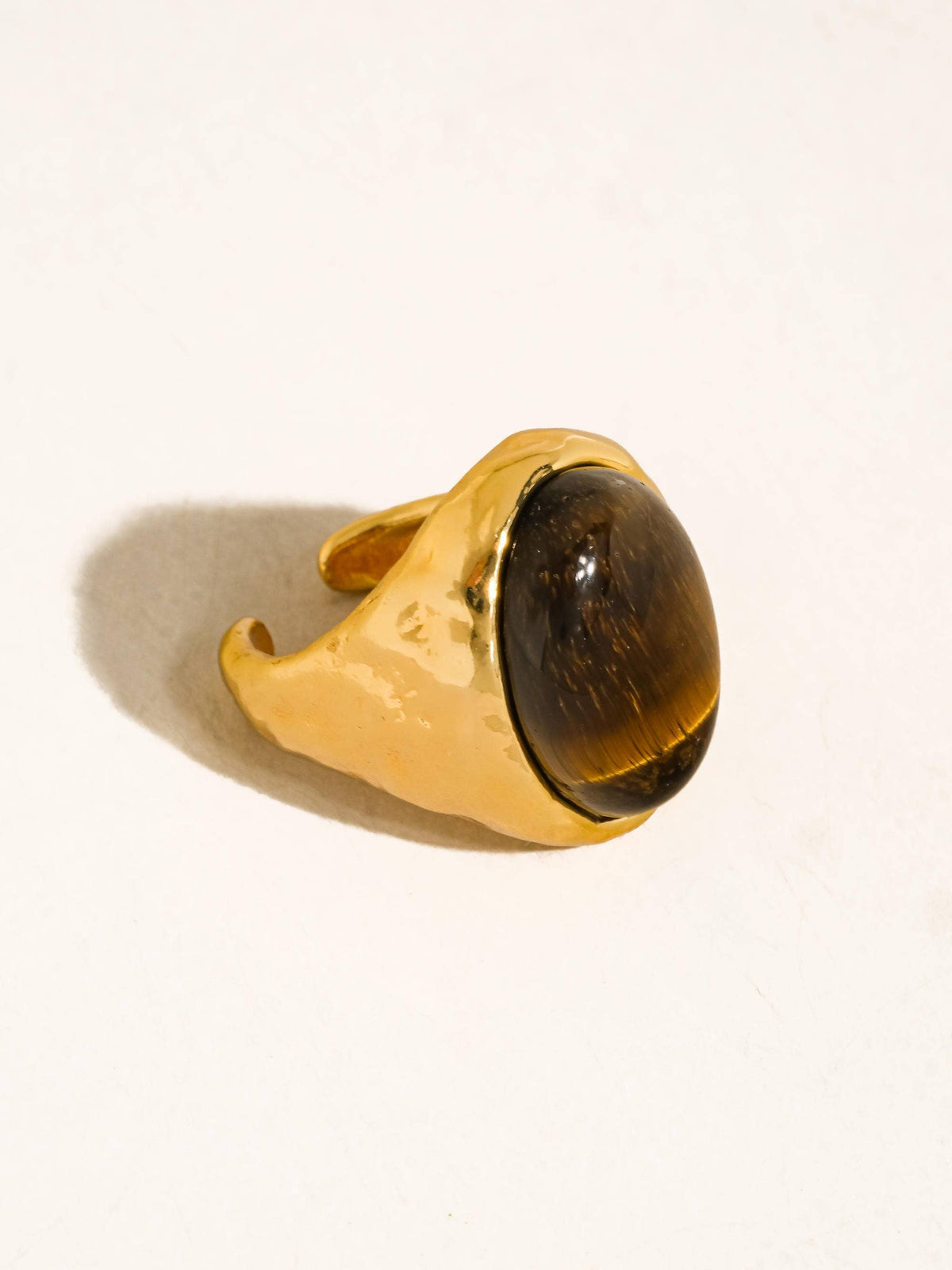 Lula 18K Gold Vintage Natural Stone Statement Ring