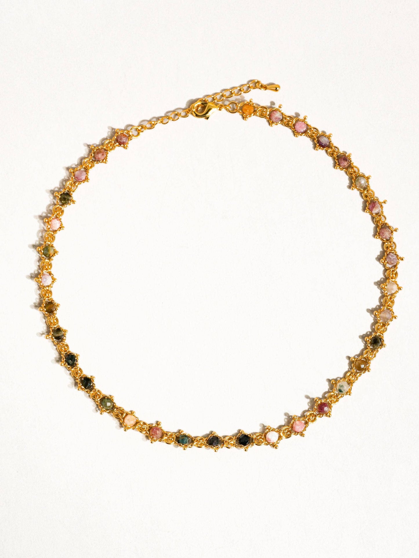 18K Gold Multi-Stone Chained Bracelet
