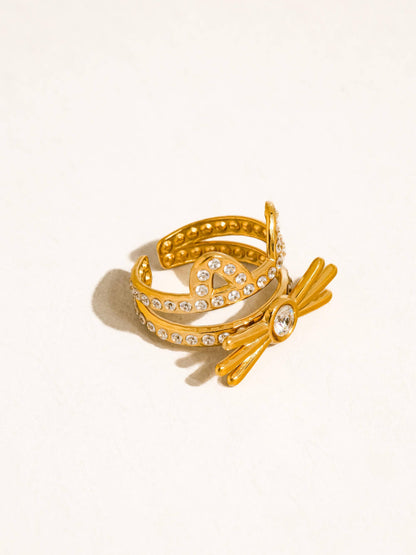 Kairo 18K Gold Non-Tarnish CZ Cat Ear Statement Ring