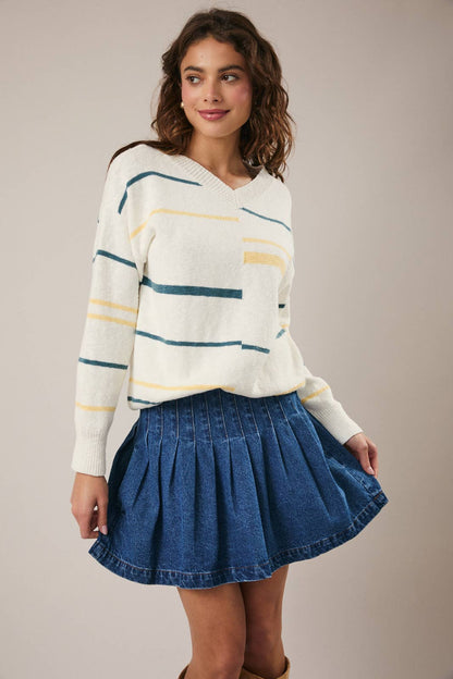 V-Neck Abstract Sweater