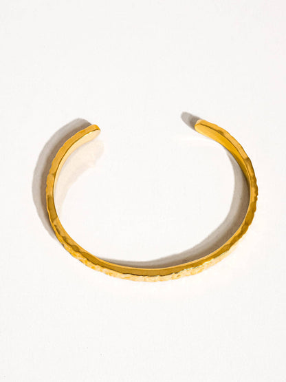 Bastien 18K Gold Non-Tarnish Textured Thin Bangle