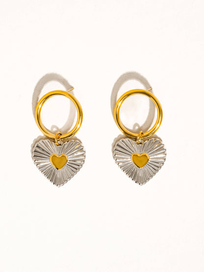 Annette Non-Tarnish Two Tone Heart Earring
