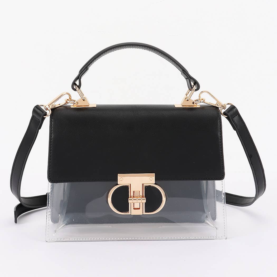 Clear & Leather Combo Bag