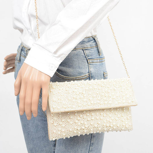 Faux Pearl Party Clutch