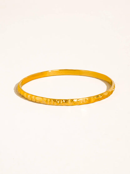 Emerson 18K Gold Non-Tarnish Hammered Bangle Bracelet