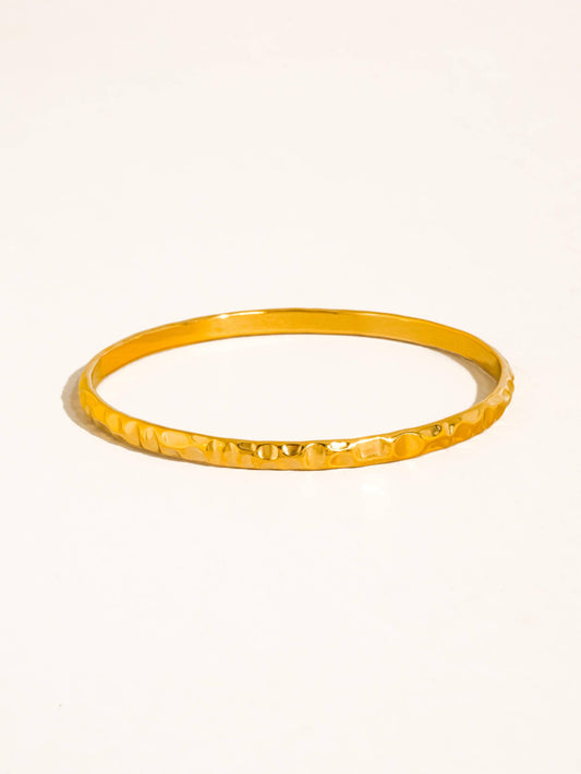 Emerson 18K Gold Non-Tarnish Hammered Bangle Bracelet