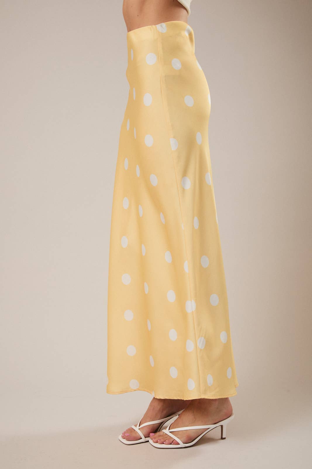 Satin Polka Dot Midi Skirt