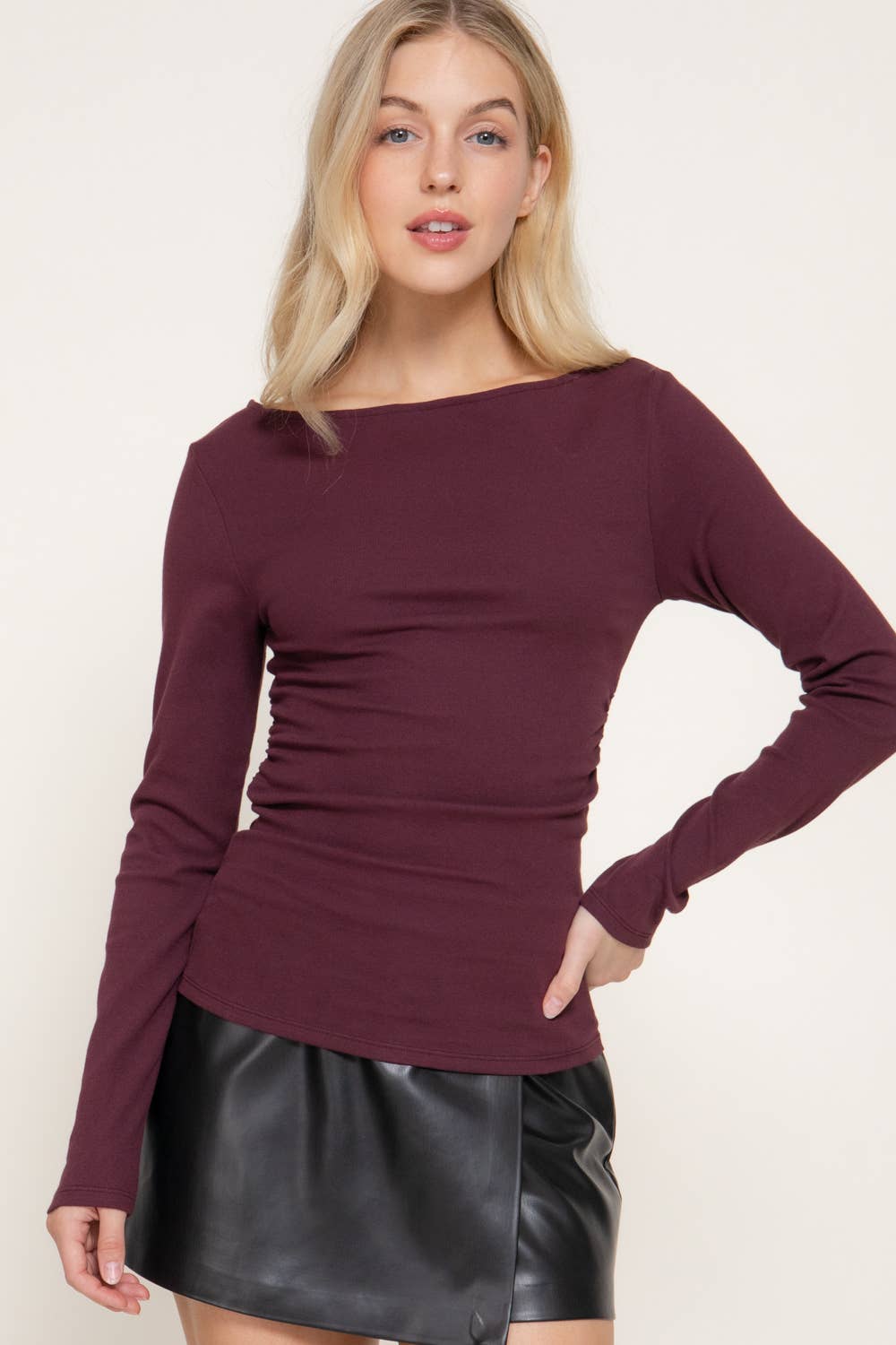 Long Sleeve Boat Neck Top