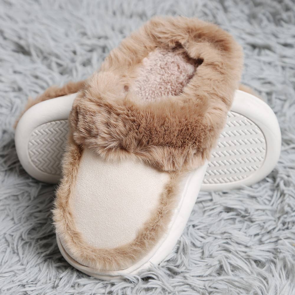 Faux Suede Fuzzy Slippers