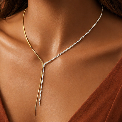 Non Tarnish Dainty Lariat Necklace