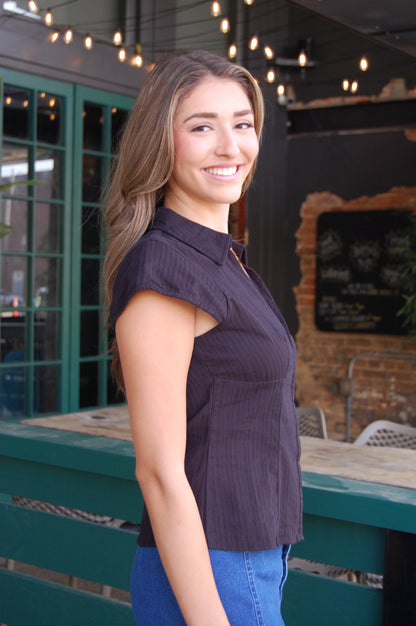 Collared Short Sleeve Top