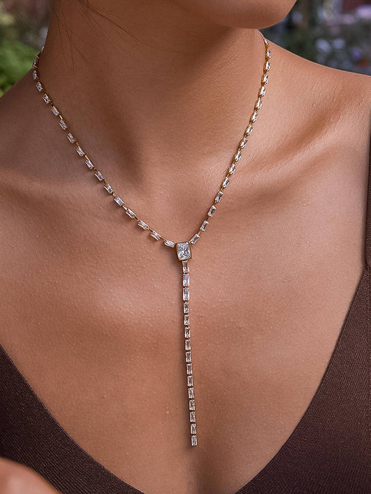 Cieline Non-Tarnish CZ Lariat Necklace