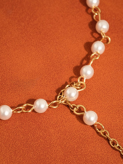 Windsor 18K Gold Non-Tarnish Pearl Hand Chain Bracelet