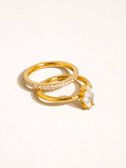 Rosamie 18K Gold Non-Tarnish Marquise CZ Stack Ring