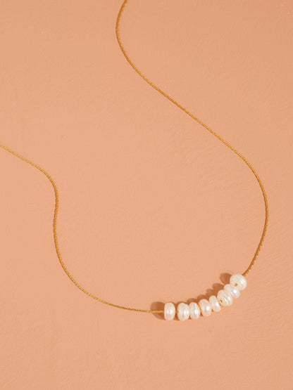 Non-Tarnish Pearl Bar Necklace