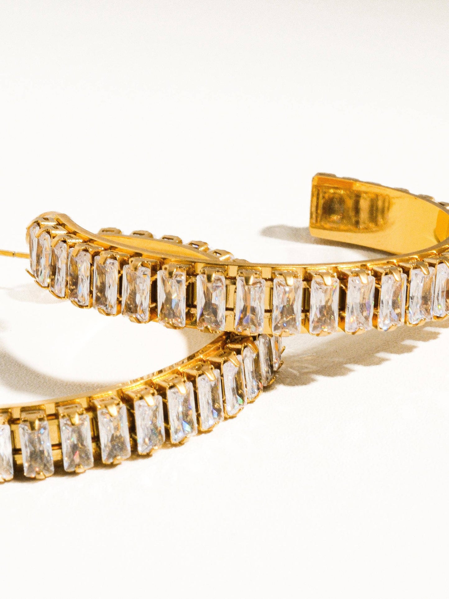 Non-Tarnish Rhinestone C-Hoop Earrings