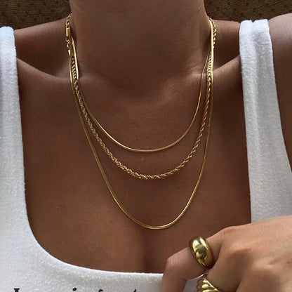Non Tarnish Three Chain Necklace