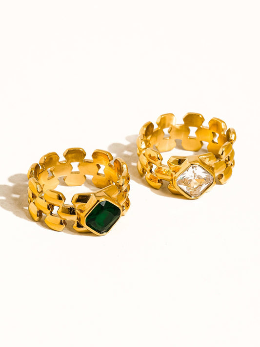 Passage 18K Gold Non-Tarnish CZ Watchband Ring