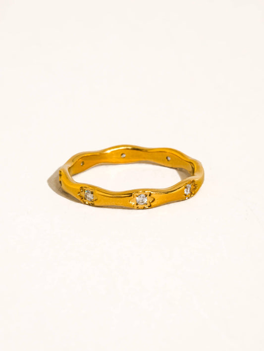 Vendome 18K Gold Non-Tarnish CZ Starburst Ring