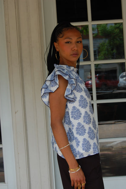 Ruffle Sleeve Blouse