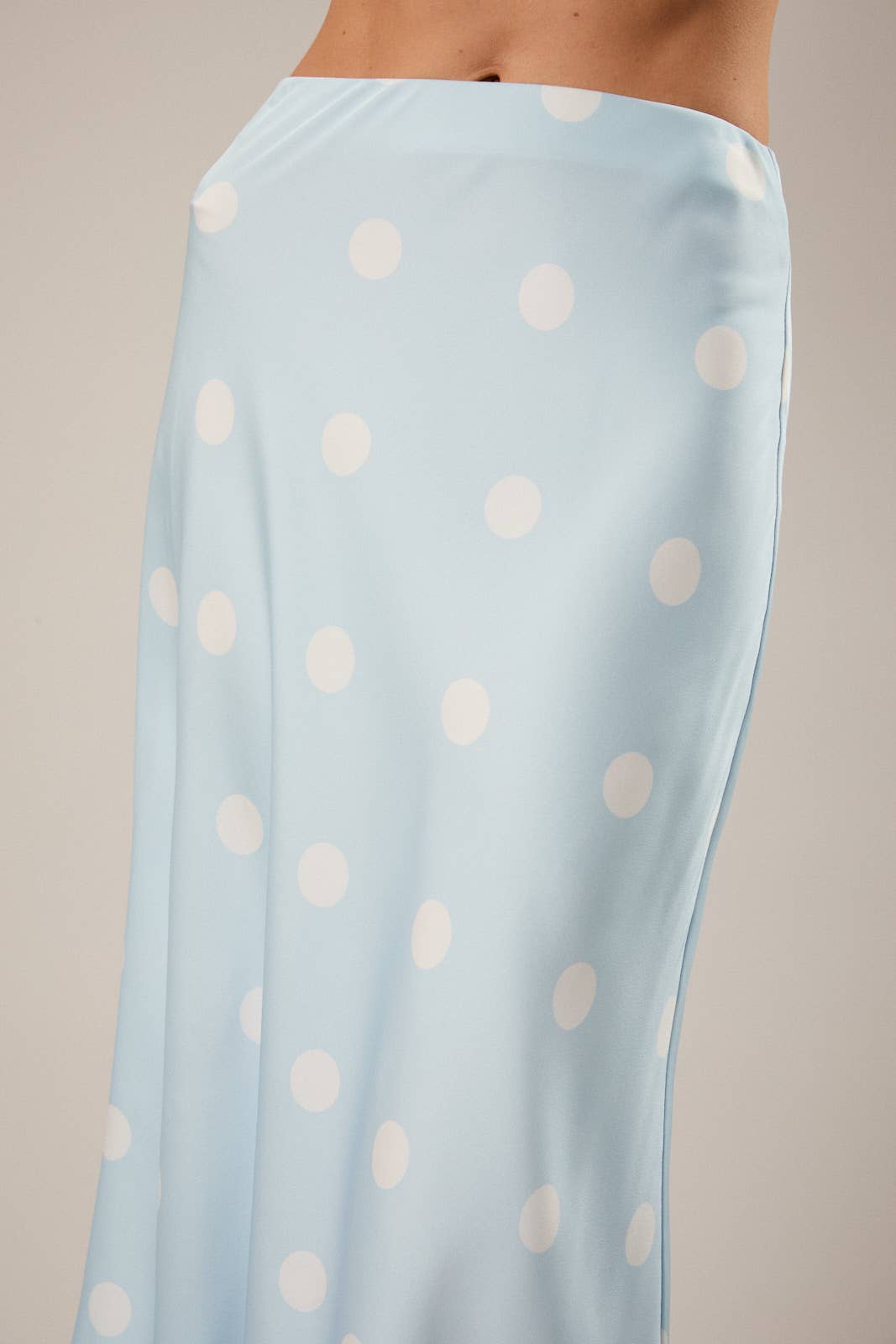 Satin Polka Dot Midi Skirt