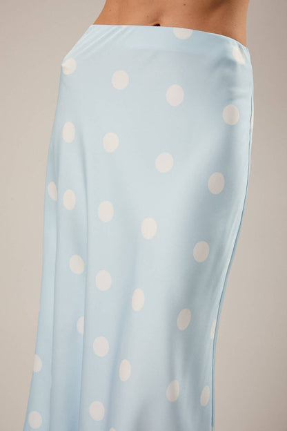 Satin Polka Dot Midi Skirt