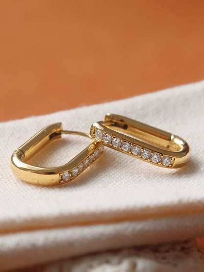 Non-Tarnish CZ Oval Huggies