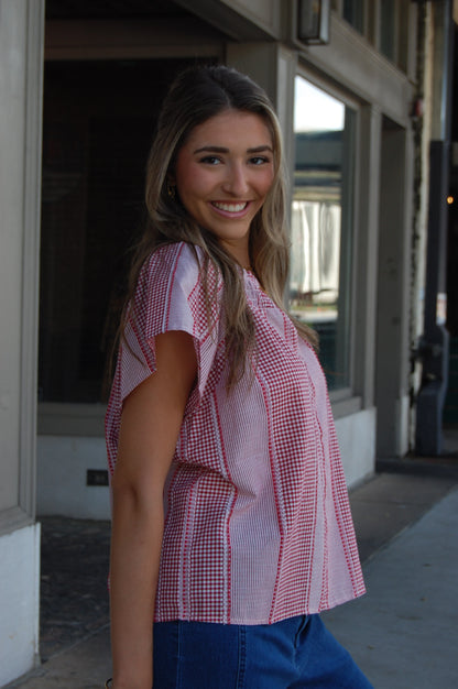 Gingham Short Sleeve Top
