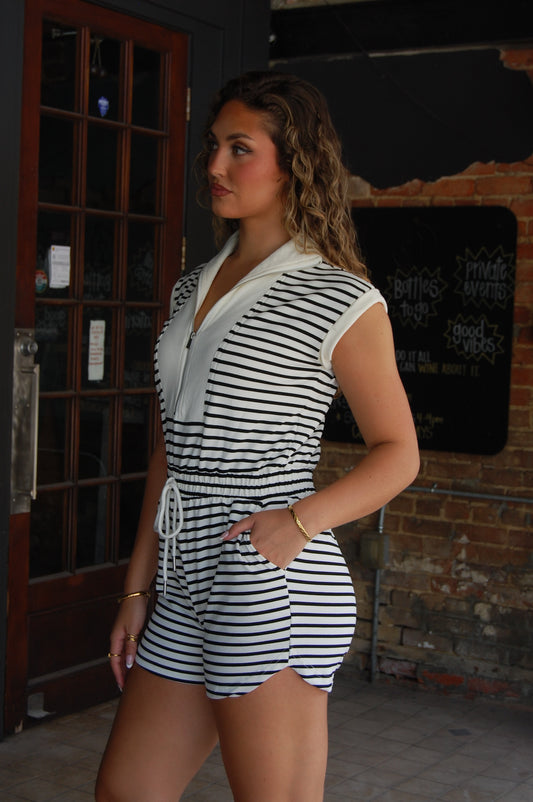 Stripe Zip Knit Romper