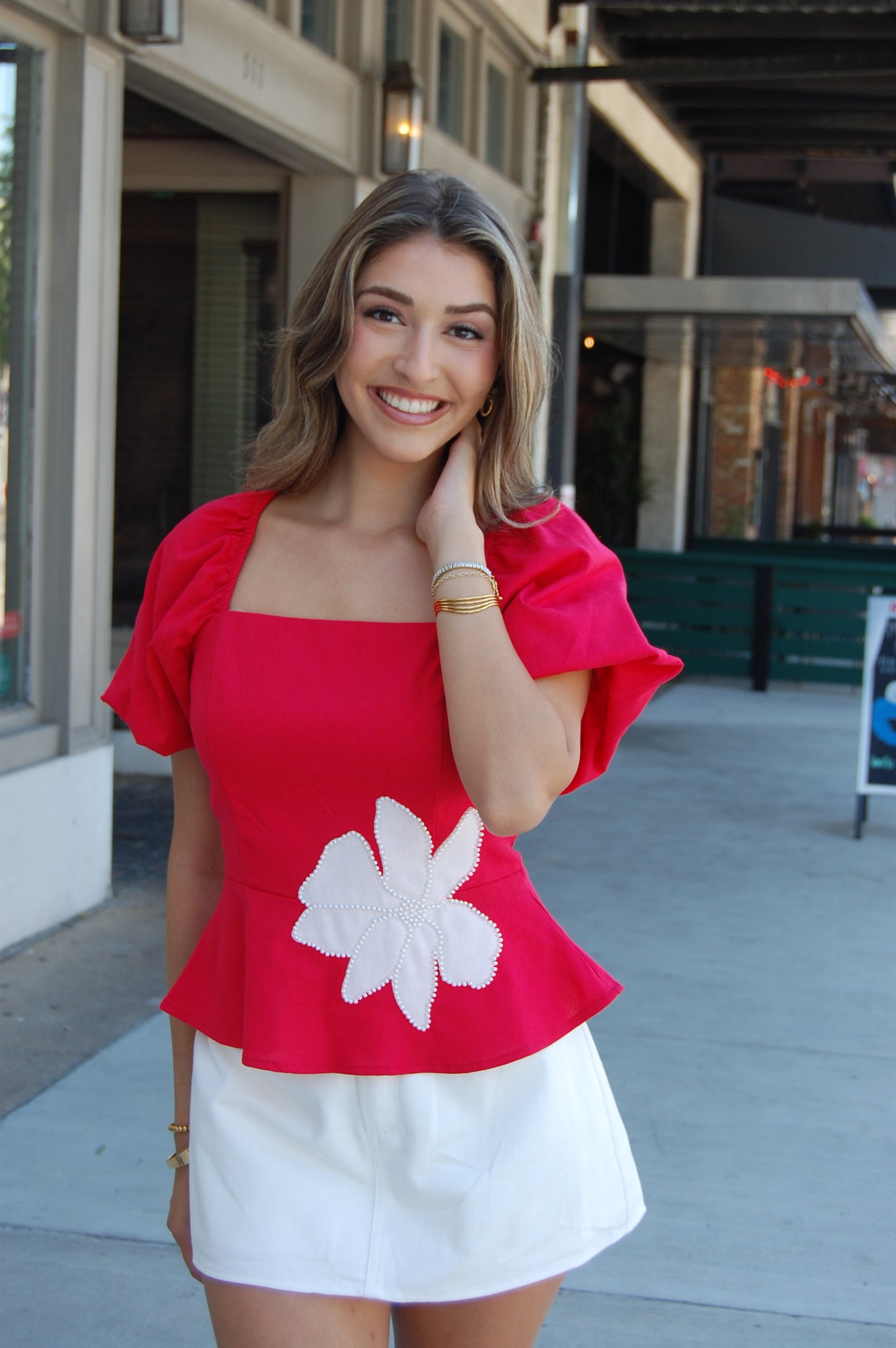 Pearl Floral Peplum Top