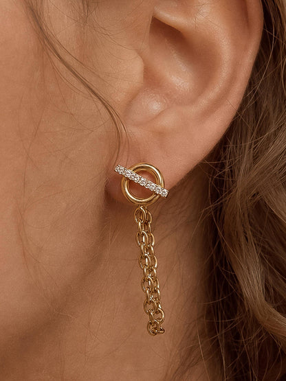 Non-Tarnish CZ Chain Drop Earrings